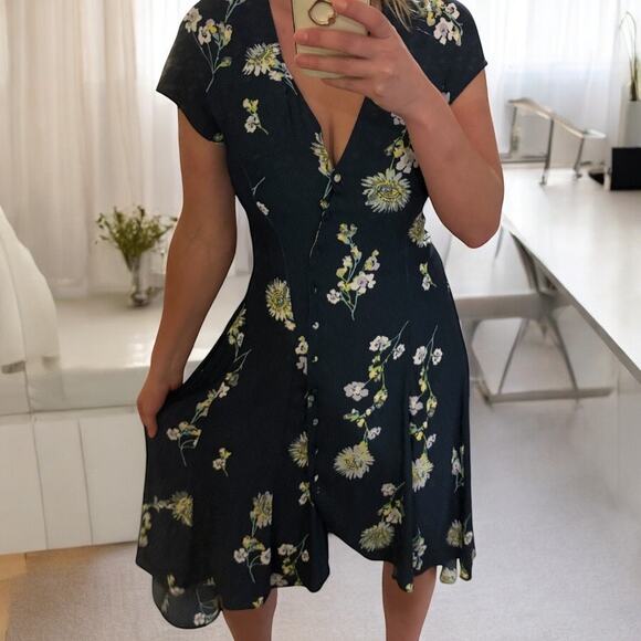 Free People Floral Asymmetric Hem Button Front Dress Small - Picture 1 of 6